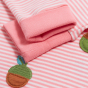 Cuff and acorn detail on the Frugi Easy On Top - Guava Pink Stripe / Acorns.