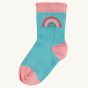 Frugi Little Socks 3-Pack - Rabbit. A pair of Rainbow motif socks on a plain background. 
