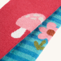 Pattern and material detail of the Frugi Norah Tights 2 Pack - Rosehip / Blue Stripe on a plain background.