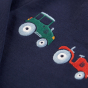 Tractor design detail on the Frugi Switch Easy On Jumper - Indigo / Tractors.