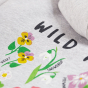 Design detail of the back print on the Frugi Switch Lissie Hoodie - Grey Marl / Wild And Wonderful.
