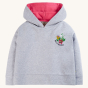 The front of the Frugi Switch Lissie Hoodie - Grey Marl / Wild And Wonderful on a plain background.