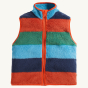 Removable body warmer section of the Frugi Rambler 3 in 1 Coat - Indigo on a plain background.
