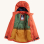 Frugi Rambler 3 in 1 Coat - Paprika on a plain background. The jacket is open revealing the interior lining.