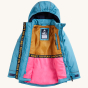 Frugi Rambler 3 in 1 Coat - Tor Blue on a plain background. The coat is unzipped revealing the internal lining.