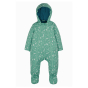 Front of the Frugi childrens forest floor explorer waterproof all in one outfit on a white background