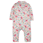 Back side of the Frugi childrens soft cotton clementine romper suit on a white background
