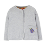 Grey side of the Frugi organic cotton reversible kids cardigan on a white background