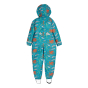 Back of the Frugi childrens what lies below rain or shine suit on a white background