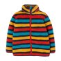 Frugi childrens rainbow stripe toasty ted fleece jacket on a white background