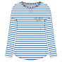 Frugi adults organic cotton meg maternity and nursing pj top in the cobalt breton and sleep colour on a white background