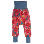 Childrens soft cotton trousers with the cuffs unfolded on a white background