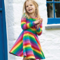 Frugi Foxglove Rainbow Stripe Sofia Skater Dress