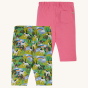 Back of Frugi Hedgerow print and Mid Pink Laurie Shorts 2 Pack pictured on a plain background