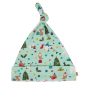 Frugi childrens arctic aqua lets party winter knot hat on a white background