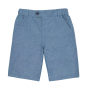 Frugi kids organic cotton reversible rhys shorts in the blue colour on a white background