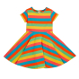 Frugi Rainbow Stripe Spring Skater dress pictured on a plain white background