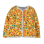 Floral reverse side of the Frugi organic cotton wild flowers cardigan on a white background