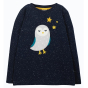 Frugi Nila Nepp organic cotton top for children with owl applique on white background