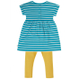 Back of the Frugi Olive Outfit Camper Breton Bumblebee pictured on a plain white background