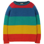 Frugi Rainbow stripe knitted childrens jumper on  white background