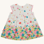 Back view of the Frugi Soft White Flowers Elowen Dress pictured on a plain background