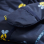 Cuff detail on the Frugi Waterproof All-In-One Suit - Buzzy Bee.