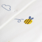 Bee embroidery detail on the Frugi Embroidered Babygrow - Buzzy Bee.