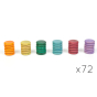 Grapat Loose Parts Earth Tone Wooden Coins 6 Colours Supplementary Set, set of 72 stacked in 6 colours