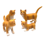Green Rubber Toys children's small toy cat family on a white background