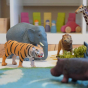 play scene with the Green Rubber Toys Jungle Animals Set
