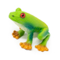 Green rubber toys eco-friendly natural rubber tree frog toy sat on a white background