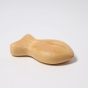 Grimm's Wooden Baby Rattle - Fish in a natural alder wood finish, plain background