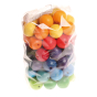 Grimm's 60 20mm coloured wooden beads pictured on a plain background 