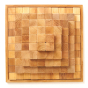 Grimm's natural wooden large stepped pyramid blocks in their square base on a white background