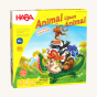 HABA Animal Upon Animal wooden stacking game. The Animla Upon Animal box with a fun illustration on the front, on a cream background