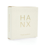 Hanx 3 pack of Vegan latex condoms on a white background