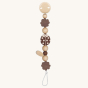 Heimess natural wooden ladybird baby teether chain on a beige background