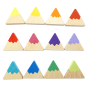 Hellion Toys eco-friendly plastic-free rainbow mountain set lined up in 3 rows on a white background