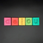 Hellion Toys eco-friendly rainbow wooden vowel cubes lined up on a black background
