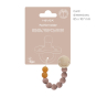 Hevea natural pacifier holder in Sandy Nude, with packaging on white background