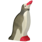 Holztiger penguin figure with a raised head pictured on a plain background 