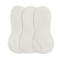 3 white Imse Vimse mini reusable period pads on a white background