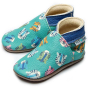 Inch Blue baby leather shoes sideways blue and turquoise painted tigers