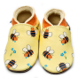 Inch Blue Leather Baby Shoes - Bee Happy Lemon on a white background