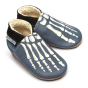 Inch Blue Leather Baby Shoes - Bones on a white background
