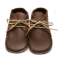 Inch Blue Leather laced Baby Shoes - Derby Chocolate/Caramel on a white background