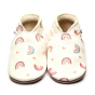 Inch Blue Leather Baby Shoes - Rainbow Love on a white background