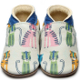 Inch Blue tiger pride leather baby shoes with tiger sitting down in green, yellow and pink