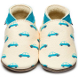 Inch Blue Vroom Vroom baby shoes cream leather with blue cars painted on
